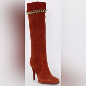 Sergio Rossi knee high boots chain dress shoes adjustable top heels vintage y2k